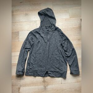 QOR KIT Men's Charcoal Gray Hoodie Size Large Quarter Zip Heathered Activewear